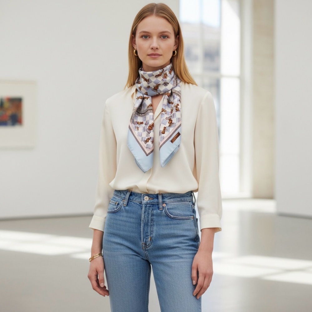 BURBERRYS Chess Motif Pattern Silk Scarf ♟️😍🔥 - Picture 4 of 16